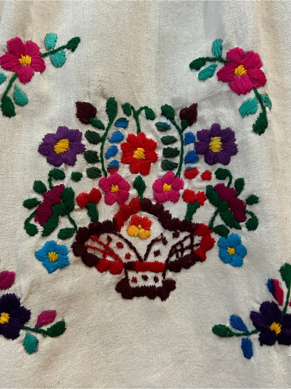 Tehuacan Girls Mexican Dress hand embroidery.